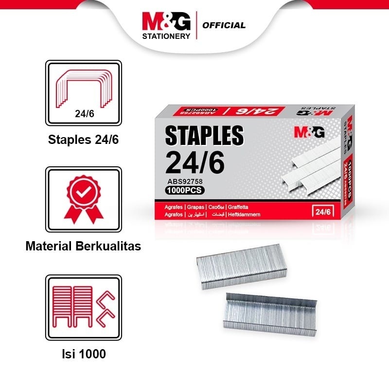 

Isi Stapler 24/6 M&G Staples 1000pcs/box ABS92758 Original