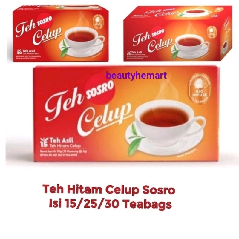 

Teh Sosro Celup Isi 15 , 25 & 30 Bags - Teh Sosro Celup Kemasan Kotak