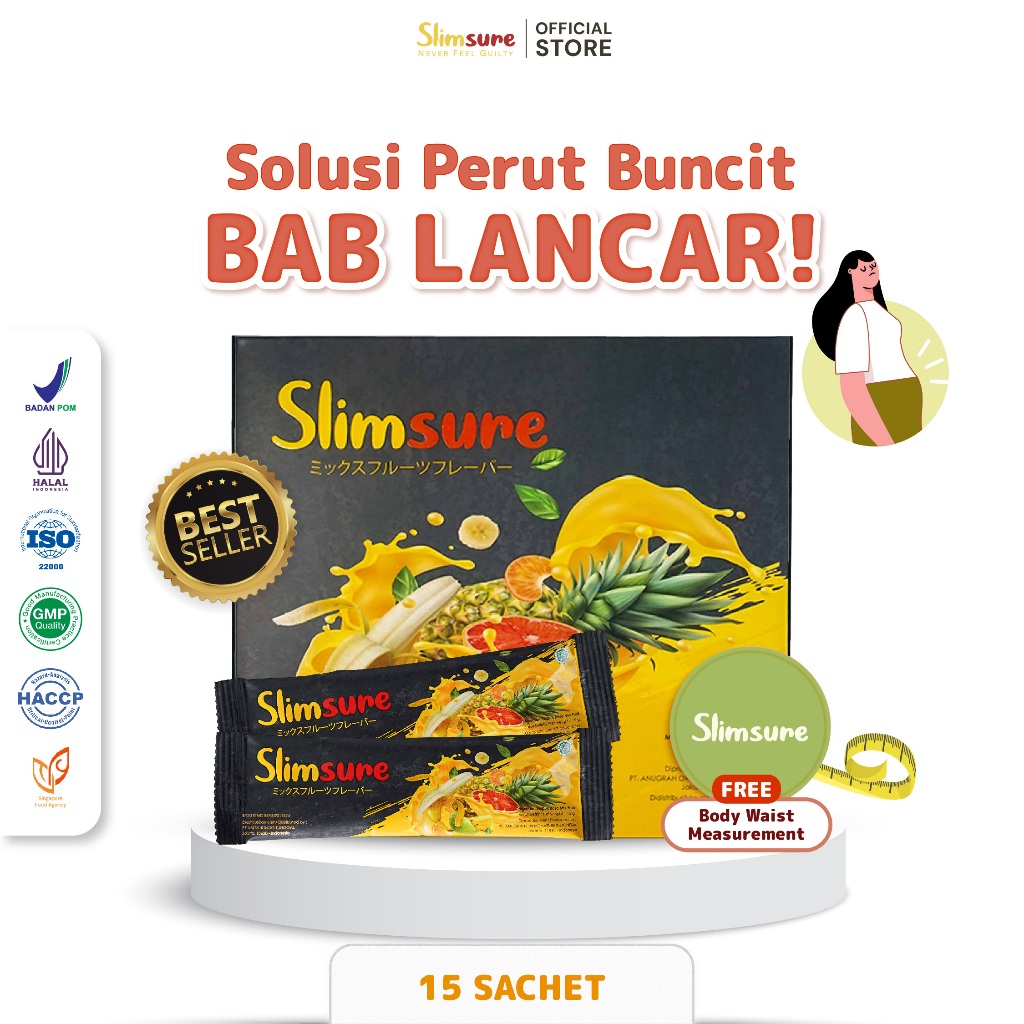 Slimsure Block Fat - 15 Sachet | Minuman Fiber Detox Pencernaan Tinggi Serat |  Penurun Berat Badan | Pelancar BAB | Pelangsing | Peluntur Lemak | Slimming | Diet Herbal