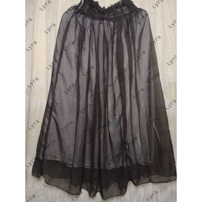 [Bawahan Rok Preloved] Rok Tutu Panjang Wanita Dewasa Tile 2 Layer Hitam Polkadot Rok Transparan Pin