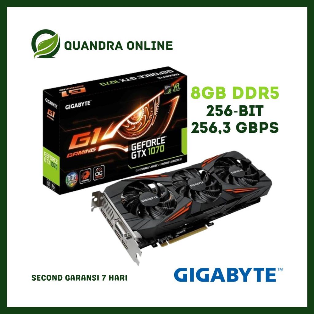 VGA CARD GTX 1070 8GB DDR5 256 BIT GIGABYTE G1 GAMING