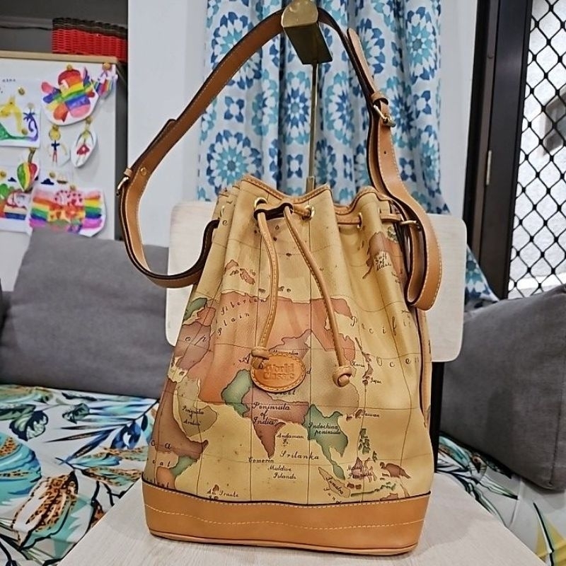 NEW Without Tag Tas Peta Serut Kulit Asli