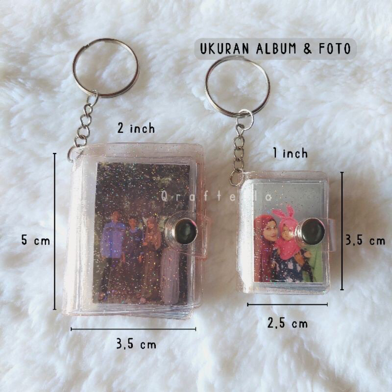 Polaroid Gantungan kunci Album Mini FREE CETAK 16 FOTO ukuran 1 inch & 2 inch