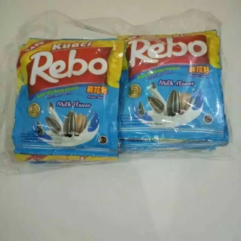 

Snack kuaci Rebo rasa Milk kemasan lebih besar 1 renceng isi 10 pcs