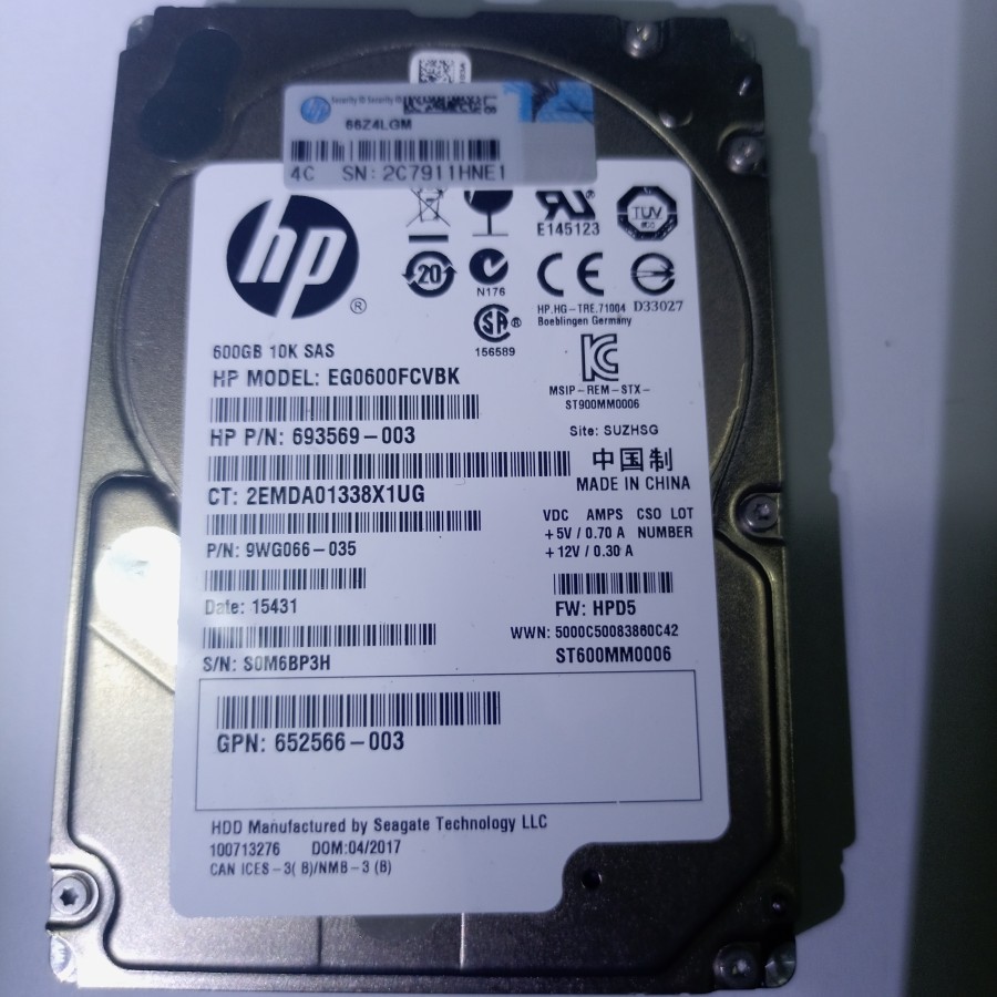 Hardisk Server HP 600GB 10K SAS 2.5"