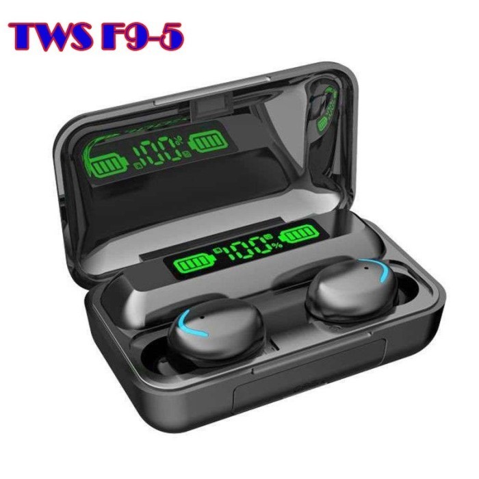 Handsfree Bluetooth TWS-F9-5 Bluetooth 5.0 Earphone Wireless HiFi 8D Digital LED Display