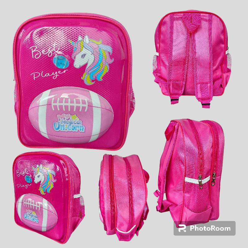 tas sekolah anak cewe karakter my unicron SD TK PAUD 3D timbul berLED nyala