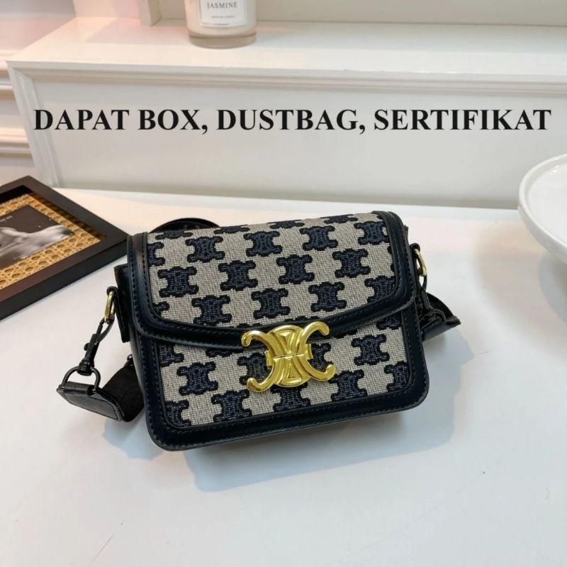 TAS selempang wanita Celine terbaru motif bahan kanvas
