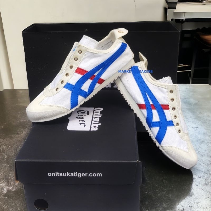 Sepatu Slip On Wanita Pria White Red Blue Kanvas Slip On Wanita Pria