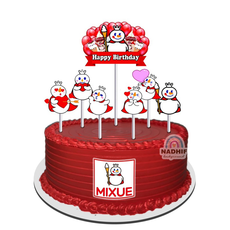 NEW Toper Cake Mixue / Toper Fullstik / Toper Tugi / Toper Kue Ultah / Hiasan Bolu / Toper Karakter