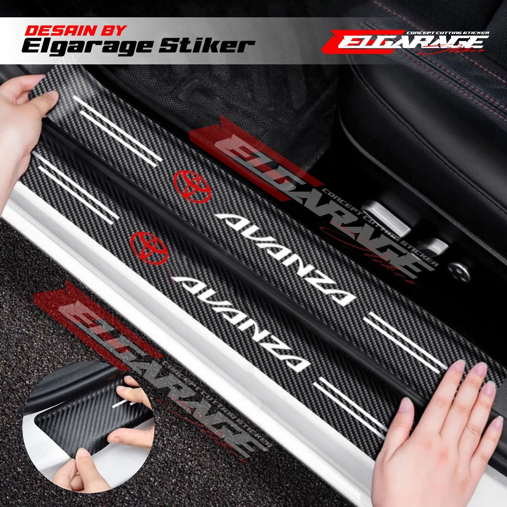 sticker pelindung pijakan kaki pintu mobil avanza bahan carbon fiber anti gores mobil avanza