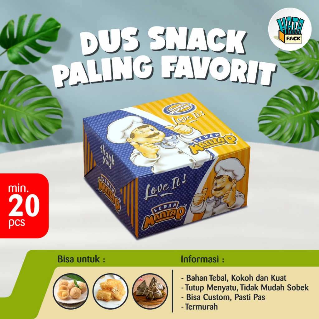 Dus Snack Sedap Mantap / Box Snack Sedap Mantap Ukuran 12 x 12 x 7 cm / Dus Box Kue Hansel Surabaya