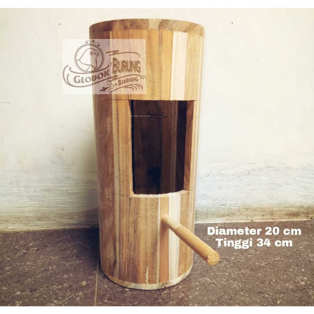 Glodok Burung Murai Batu Model Tong Bulat Pohon Kayu Jati