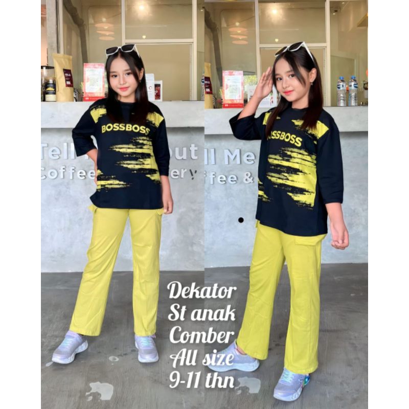 Setelan cotton combed Anak perempuan celana cargo