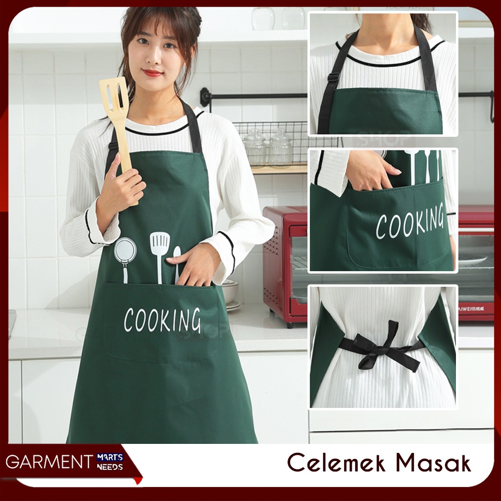 CECOK - Apron Celemek Masak Dapur Anti Air Minyak Dengan Dua Kantong Bahan Tebal Premium
