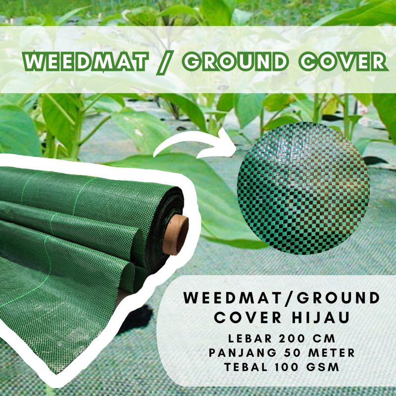Weedmat Hijau ukuran 200 cm x 50 m merk Sido Panen