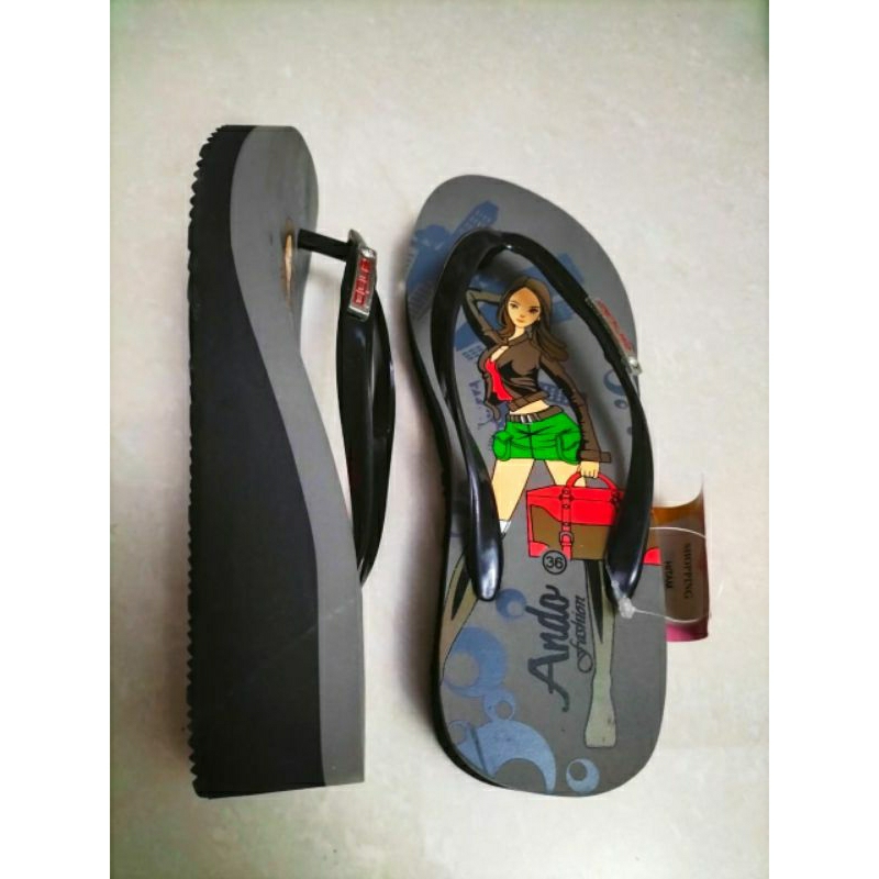 SANDAL HAK TINGGI WANITA WADGES JEPIT ANDO ORIGINAL 100% TERBARU DAN TERMURAH SANDAL ANDO Sandal And