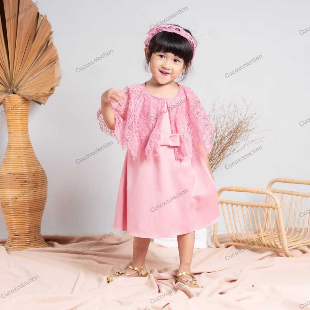 Dress Baju Anak Perempuan Viral Usia 1-7 Tahun GRATIS BANDO Dress Polos Anak Bayi Balita Baju Anak P