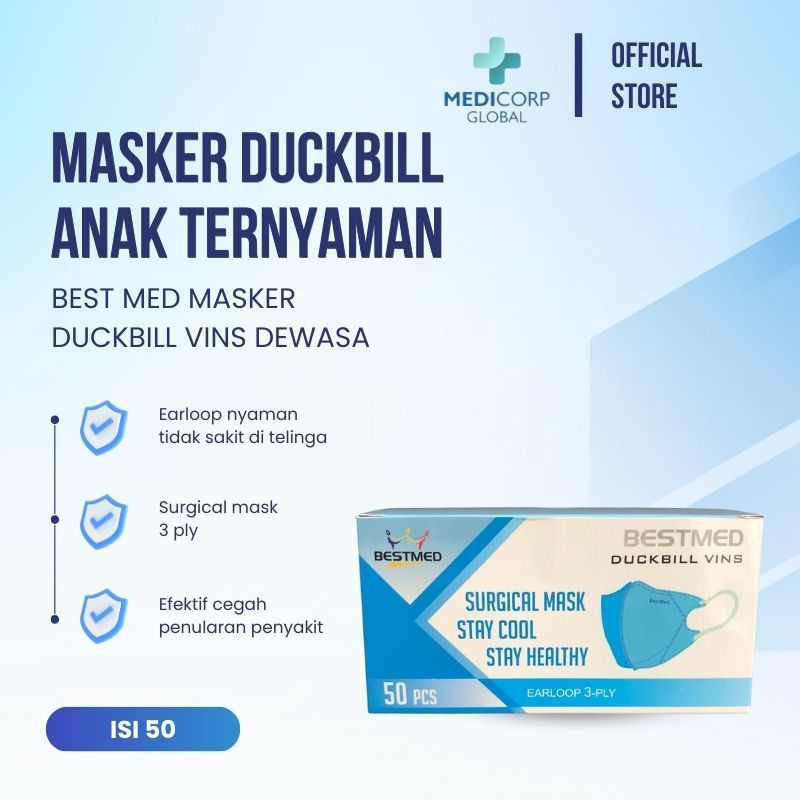 BEST MED - BestMed Duckbill Vins Mask / Masker Medis isi 50