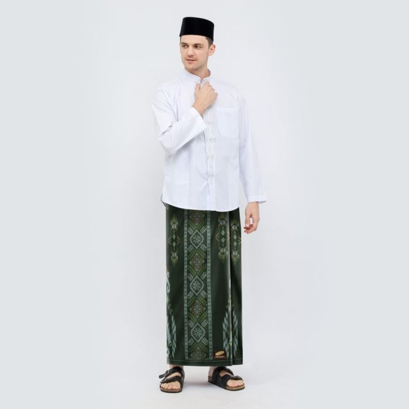 SARUNG BHS IDAMAN 555 KEMBANG MOTIF BHS SGE HIJAU OLIVE 02 ORIGINAL