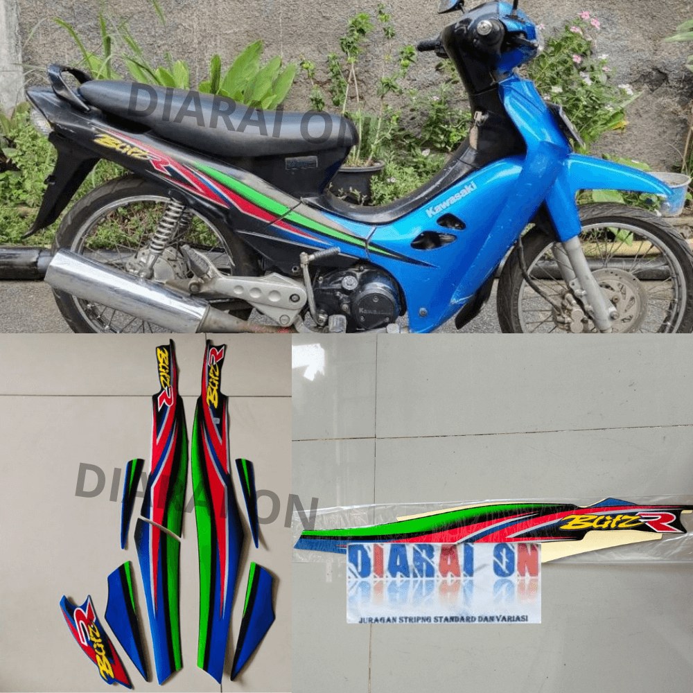 Stiker Striping Kawasaki Blitz R BlitzR biru Murah