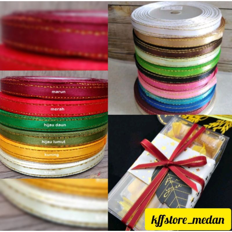 

Pita Satin List Emas Variant Warna (Per Roll)
