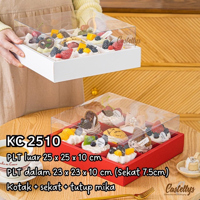 

KC2510 Kotak Box Kue Sekat 9 Mini Cake Snack Pudding Dessert Bolu Pie