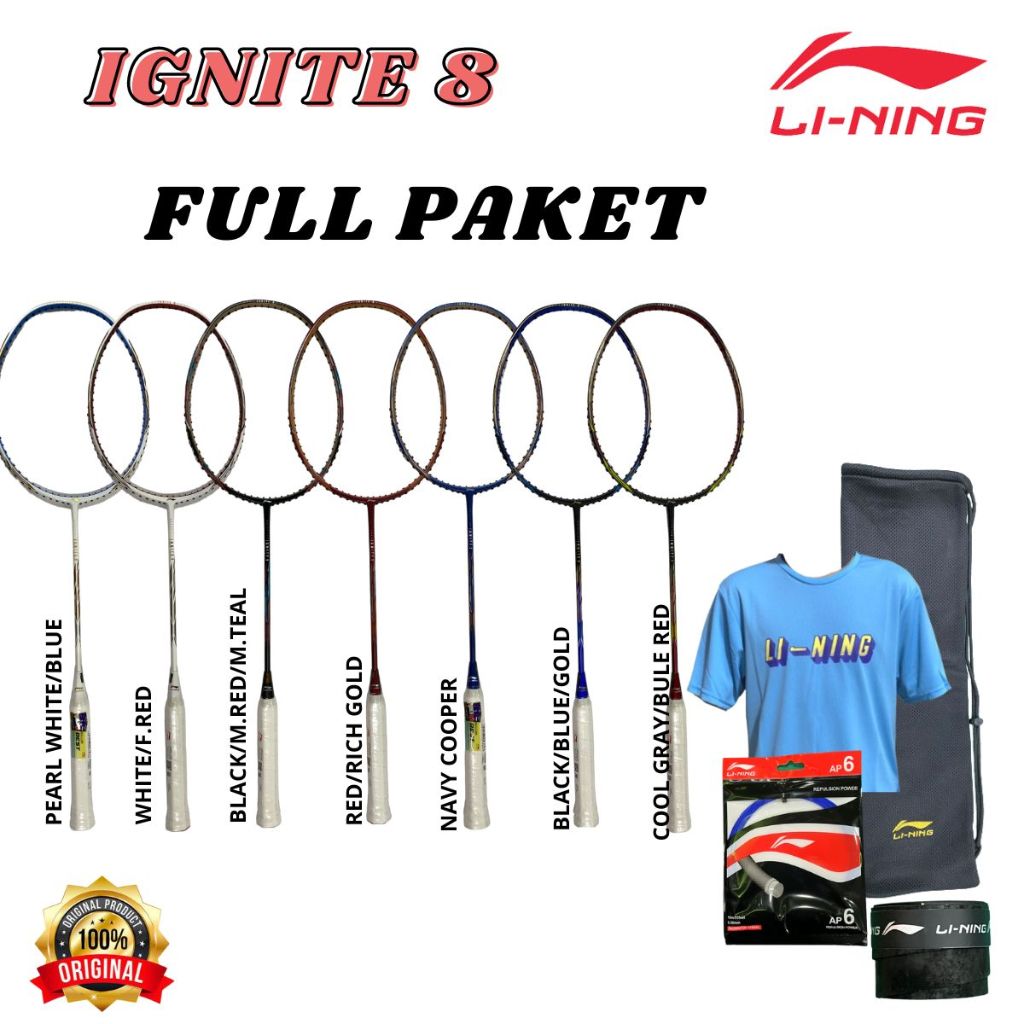 RAKET LINING BADMINTON BULUTANGKIS LINING IGNITE 8 ORIGINAL