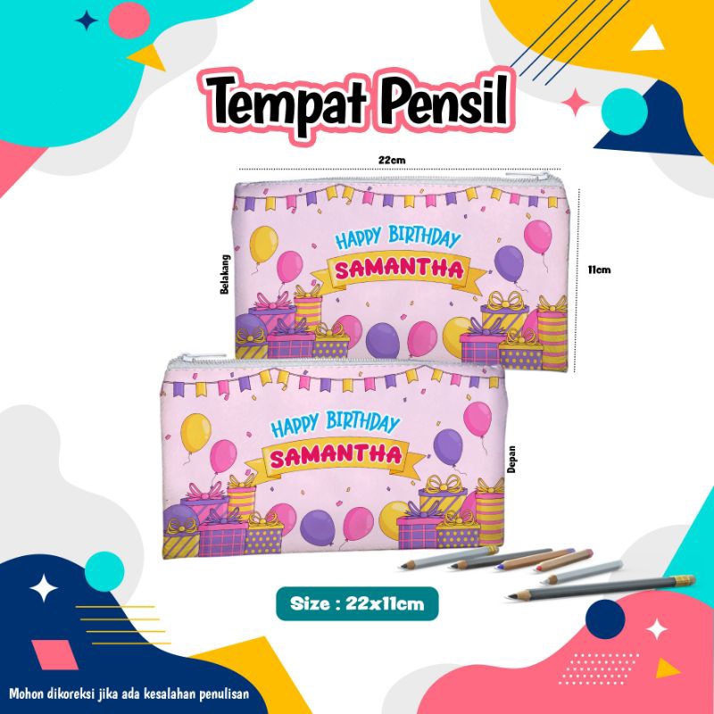 

Souvenir Tempat pensil tema ultah FREE Custom design uk. 22x11