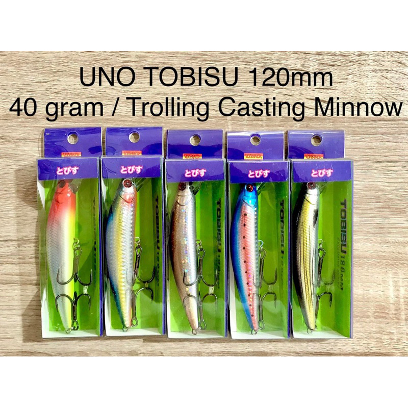 Minnow Trolling Minnow Casting MINNOW UNO TOBISU 120mm 40gram Sinking Minnow untuk Tenggiri & Barrac