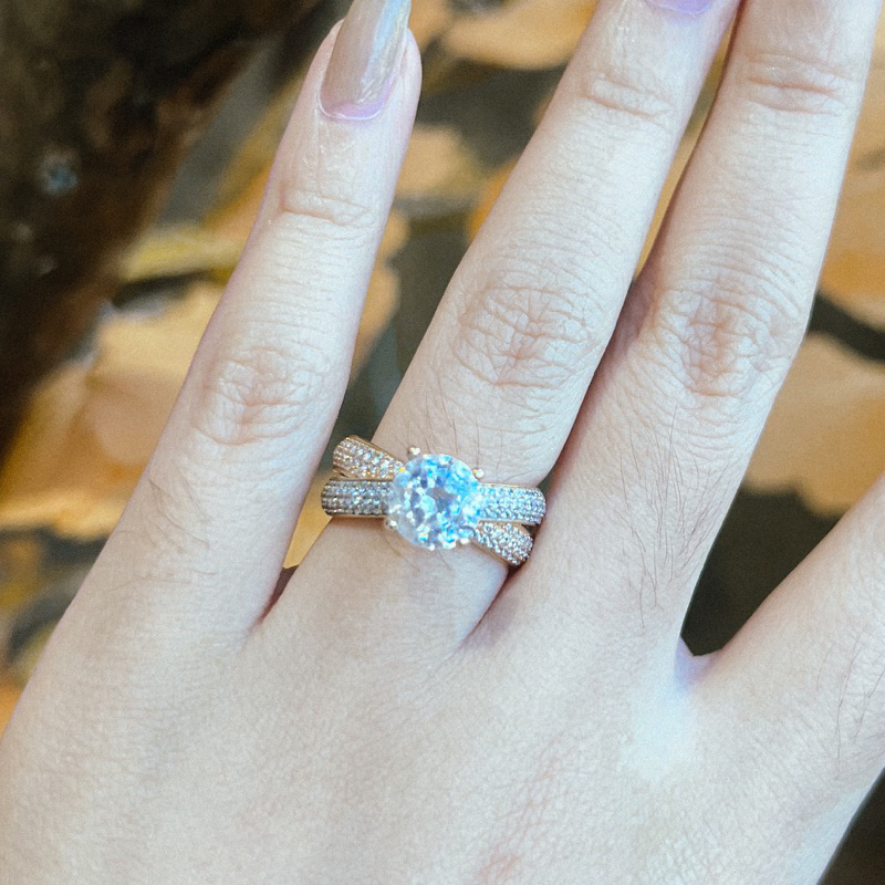 Cincin Emas Mata Satu Asli Solitaire Cincin Diamond Looks‼️ Mewah Emas Kadar 700