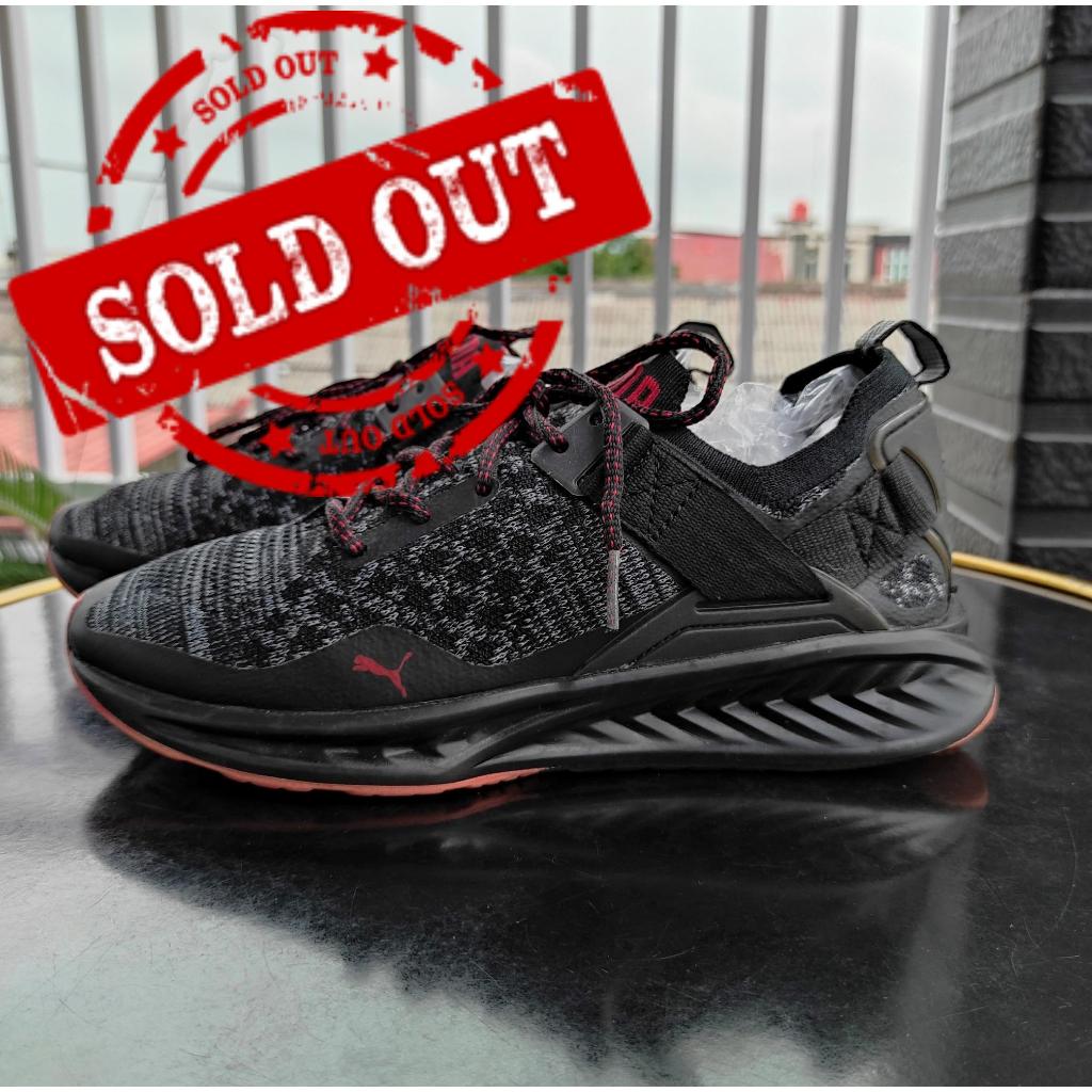 Sepatu Running PUMA Ignite Evoknit Lo Pavement Black Red Size 40