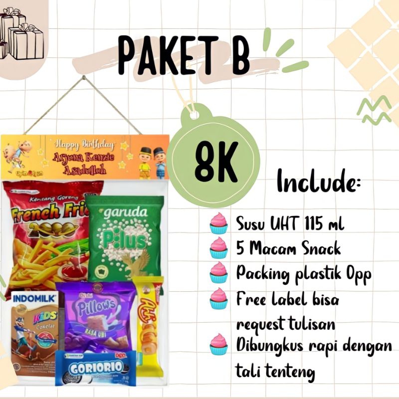 

Hampers Snack Ultah Anak/Bingkisan ultah murah /Hampers snack murah