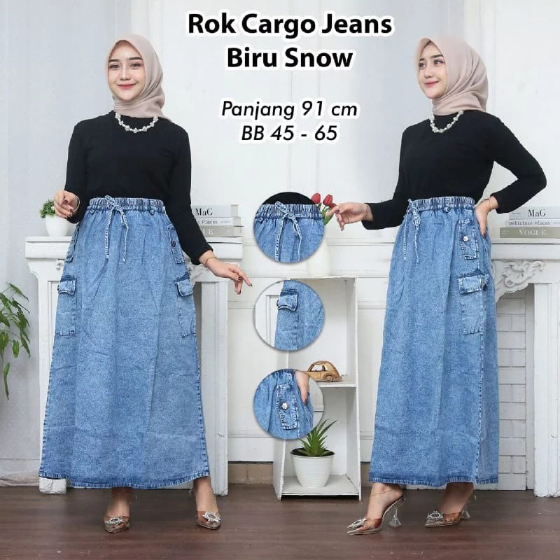 Rok Jeans Cargo / Rok Cargo Jeans Wanita / ABY Cargo Skirt / Rok Cargo Wanita / Rok Cargo Jumbo