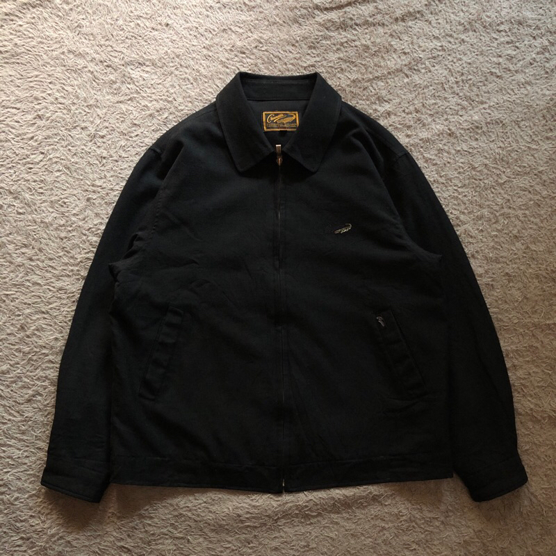 Crocodile Work Jacket Lined Full Tartan Black Original Work Jaket Vintage Hitam Boxy  Size M (63x58)