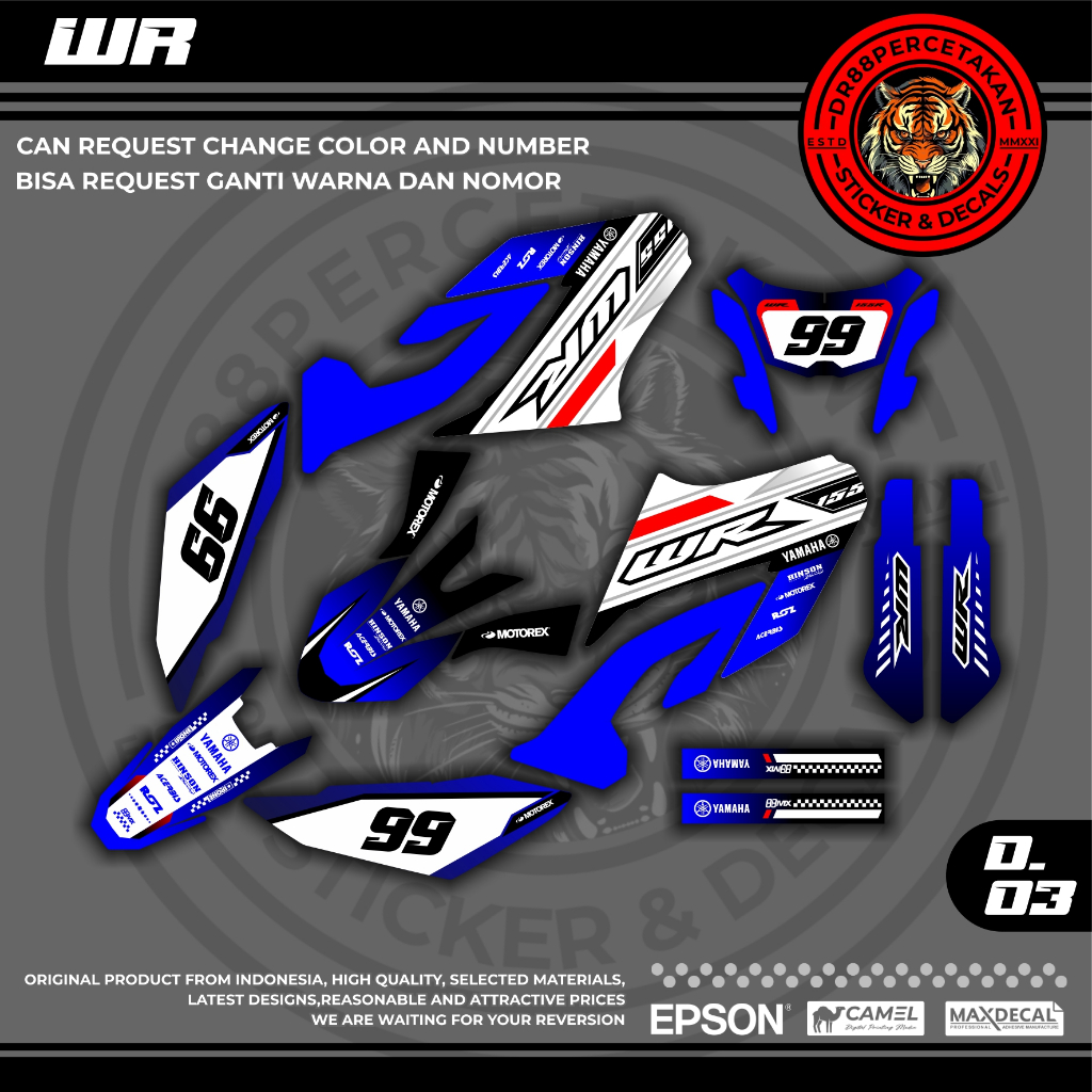 Decal WR155 Full Body Variasi Decal WR Supermoto Aksesoris Stiker Dekal Motor Yamaha WR 155 R