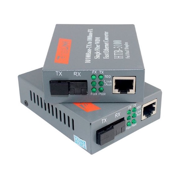 Bagus Dipakai HTB31 Media Converter 11Mbps Singlemode SC Fiber 25KM A DAN B
