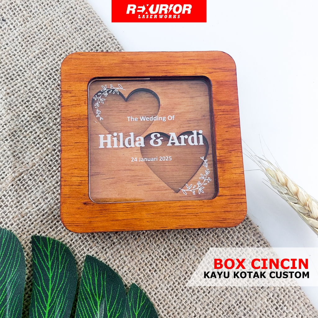 

Box Cincin Kayu Custom Kotak Wedding Rustic Modern Minimalist | Wallnut