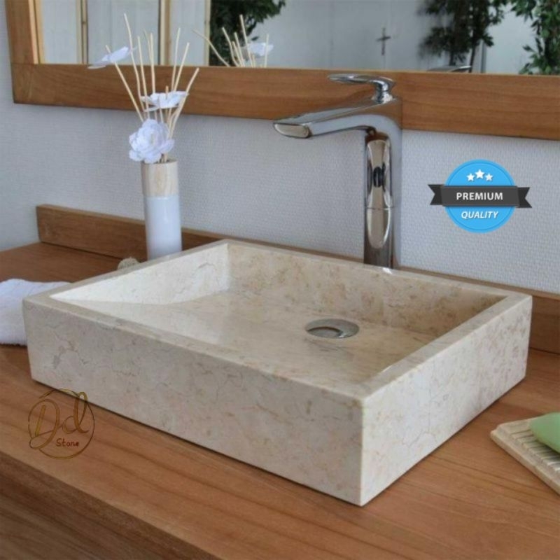 Wastafel Batu Marmer Kotak | Wash basin kotak kamar mandi minimallis | Toilet , dapur | Batu Alam | 