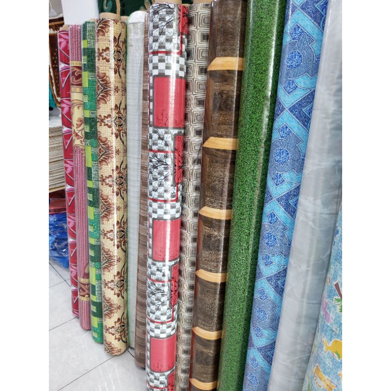 Karpet Terpal Perlak plastik pvc vinyl tebal gulungan meteran untuk lantai tebal 0.35mm lebar 150cm