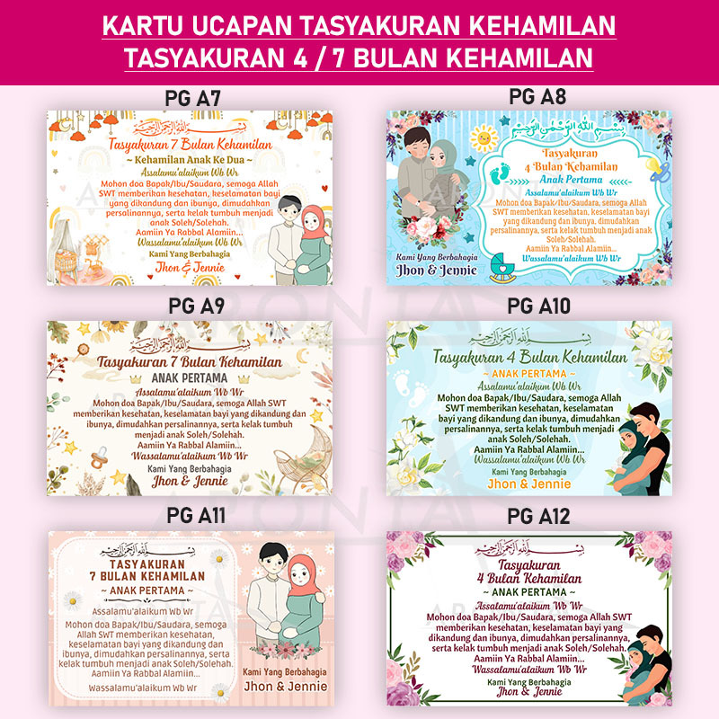 Kartu Ucapan Tasyakuran Kehamilan - Syukuran Kehamilan - Tasyakuran 4 atau 7 Bulan Kehamilan