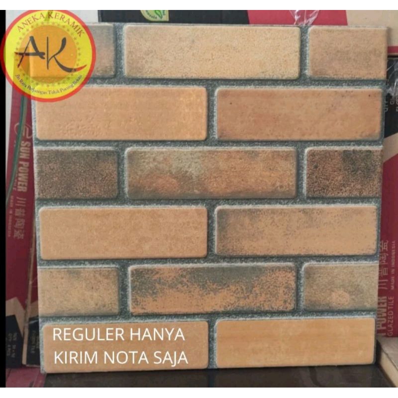 Keramik Lantai Kasar Teras Garasi Dinding Matt Motif Timbul Bata Merah 40x40 Bricko Teracotta