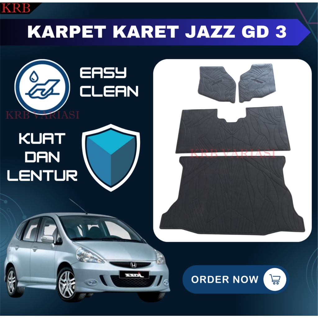 Karpet Karet Alas Lantai Mobil Honda Jazz GD3 Lama 2004 - 2007 Karpet Jazz GD3 Karpet Jazz old