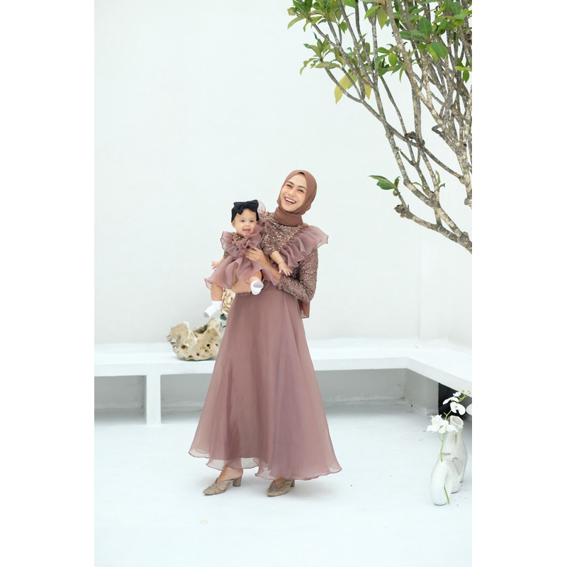 Baju Lebaran FNDLABELS Kahla Dress Baju Pesta Premium Mom And Kids Baju Pesta Ibu dan Anak , Couple 