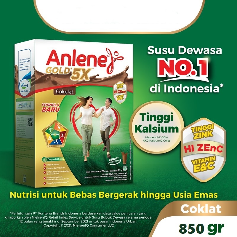 

Anlene Gold 5X Susu Bubuk Dewasa Cokelat 850g - Tulang & Sendi