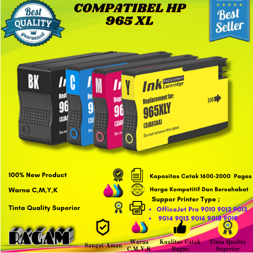 Cartridge Tinta Compatibel HP 965XL Printer OfficeJet Pro 9010 9018 - 1set
