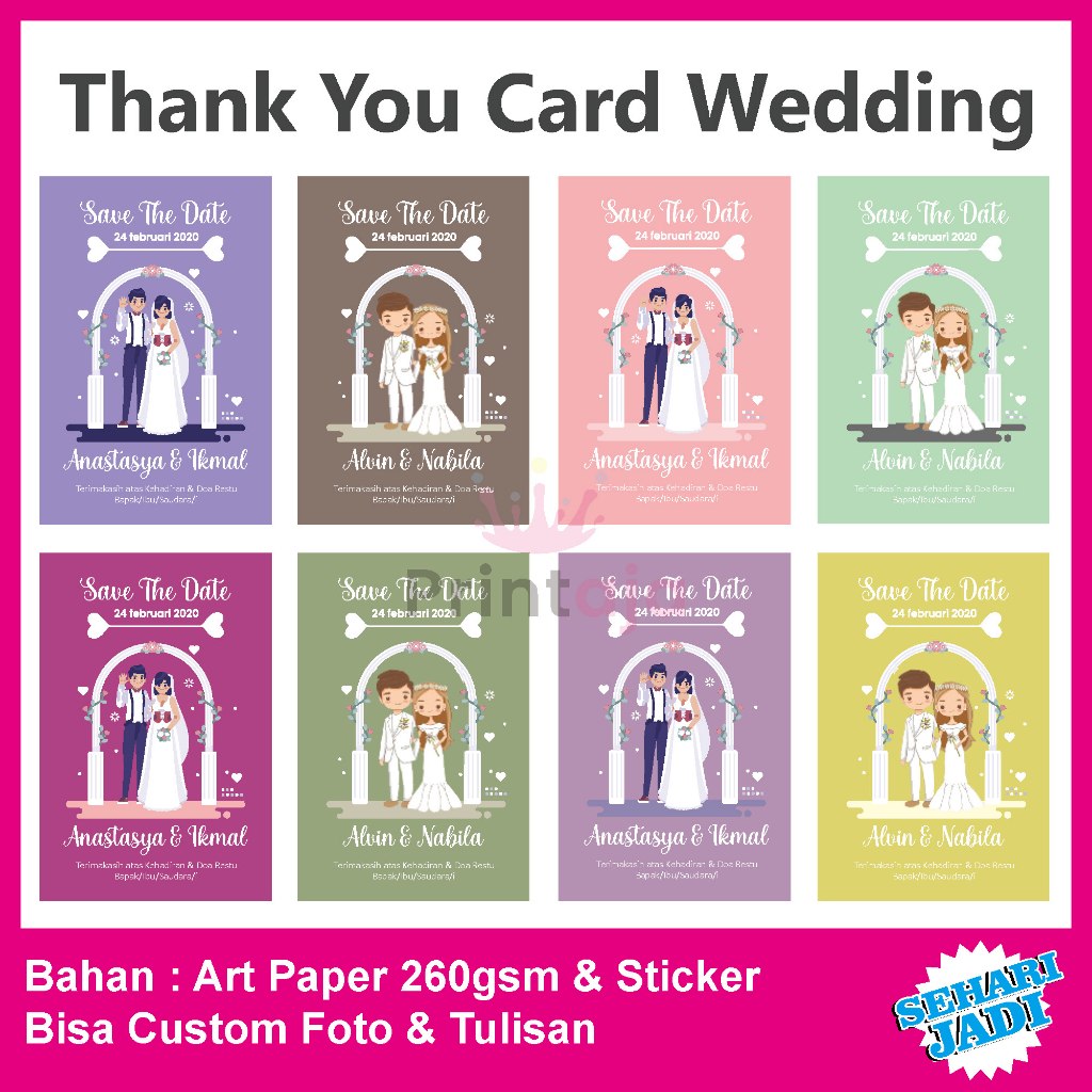 KARTU SOUVENIR | CUSTOM KARTU PERNIKAHAN | KARTU WEDDING CUSTOM | THANKYOU CARD WEDDING