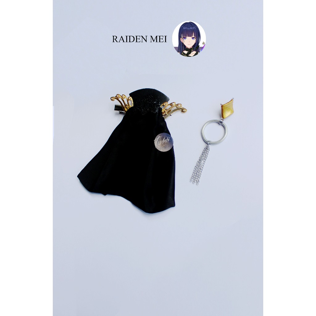 Jepit Rambut Cosplay & Anting Raiden Mei - Honkai Impact 3rd