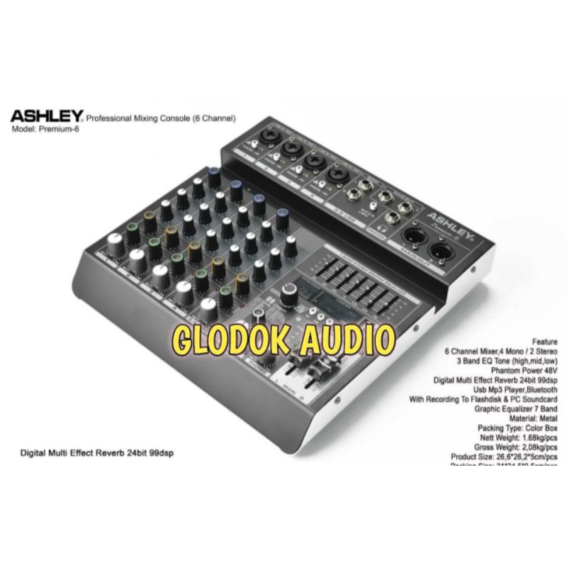 Mixer Audio Ashley Premium 6 Original Mixer 6 Channel Usb-Bluetooth Garansi resmi