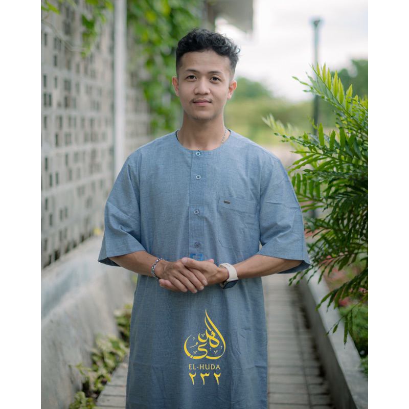 Jubah Lengan Pendek Pria / Bahan Katun Madinah Seperti Jubah Ikaf Import